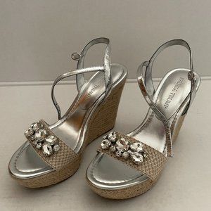Ivanka Trump Topped With Sparkling Rhinestones Hasco Espadrille Wedge Sandals